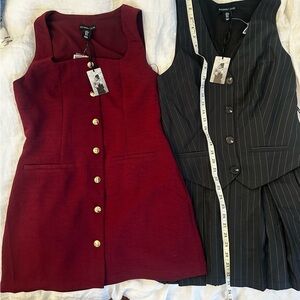Sincerely Jules 2 dresses Maroon gold buttons and Navy Mini Dresses